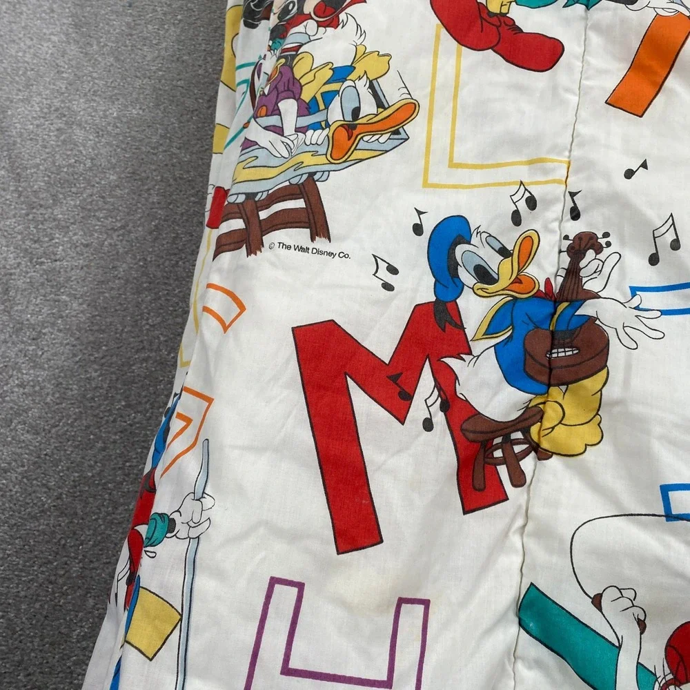 Disney Comforter Kids Twin White Vintage 90s Alphabet Mickey Donald Goofy 80x60